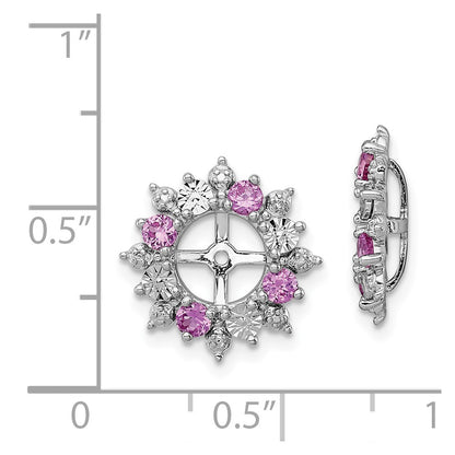 Sterling Silver Rhodium Created Pink Sapphire Earring Jacket
