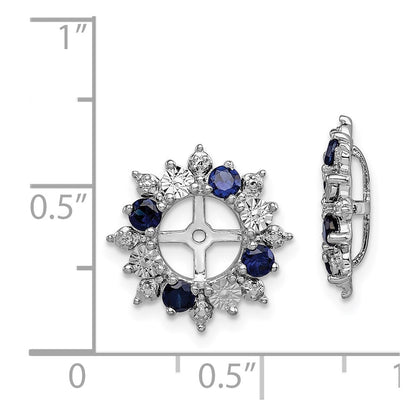 Sterling Silver Rhodium Created Sapphire Earring Jacket