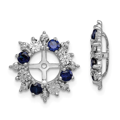 Sterling Silver Rhodium Created Sapphire Earring Jacket
