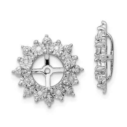 Sterling Silver Rhodium Diamond Earring Jacket