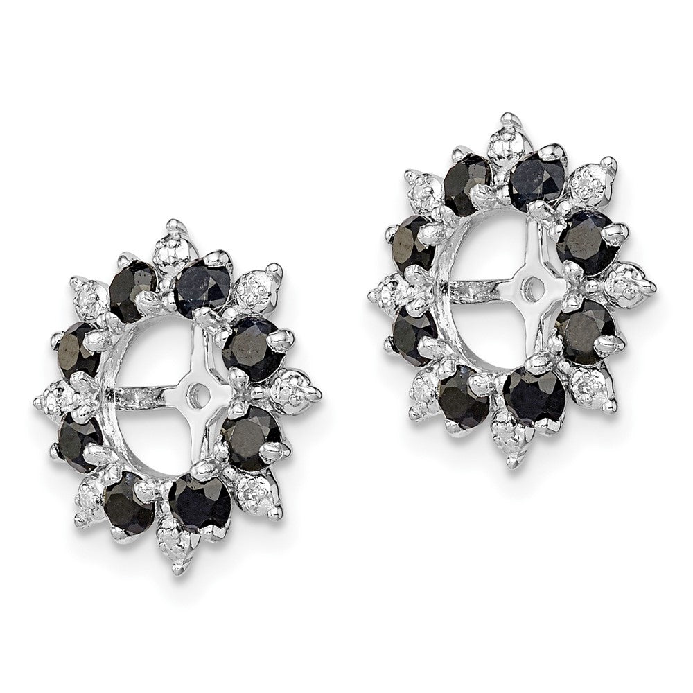 Sterling Silver Rhodium Diamond u0026 Black Sapphire Earring Jacket