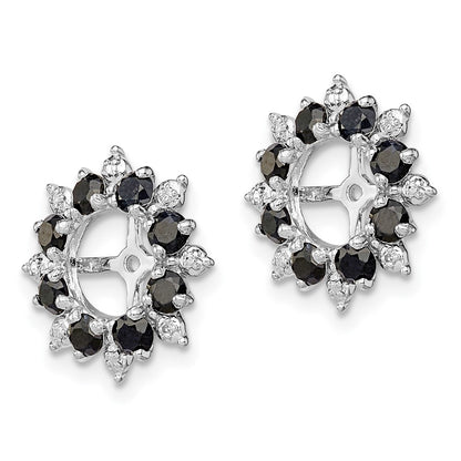 Sterling Silver Rhodium Diamond u0026 Black Sapphire Earring Jacket