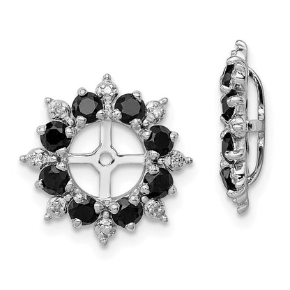 Sterling Silver Rhodium Diamond u0026 Black Sapphire Earring Jacket