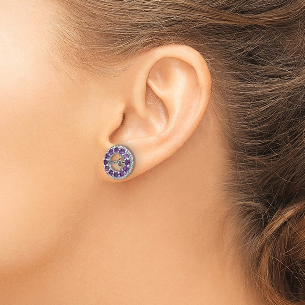 Sterling Silver Rhodium Diamond u0026 Amethyst Earring Jacket