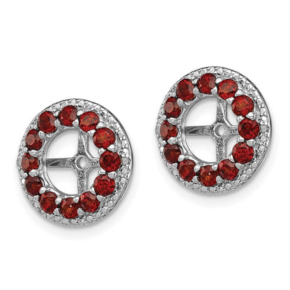 Sterling Silver Rhodium Diamond u0026 Garnet Earring Jacket