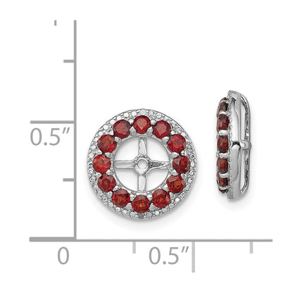 Sterling Silver Rhodium Diamond u0026 Garnet Earring Jacket