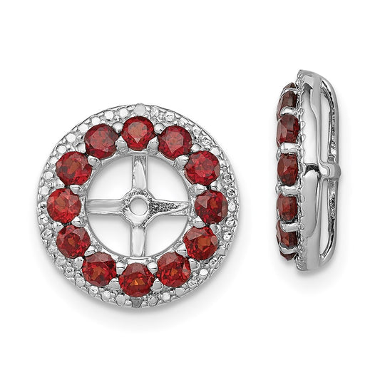 Sterling Silver Rhodium Diamond u0026 Garnet Earring Jacket