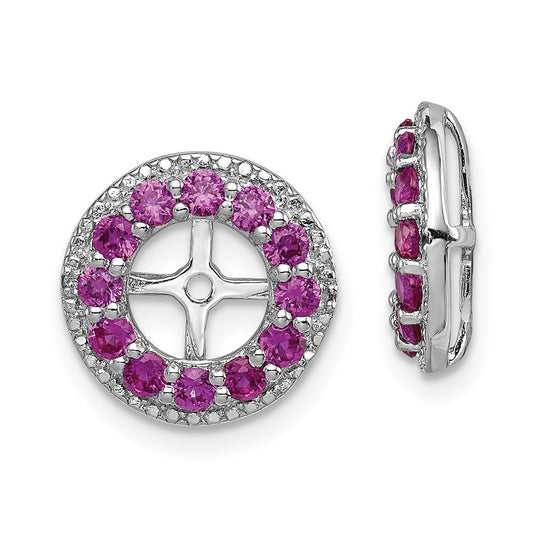 Sterling Silver Rhodium Diamond u0026 Created Ruby Earring Jacket