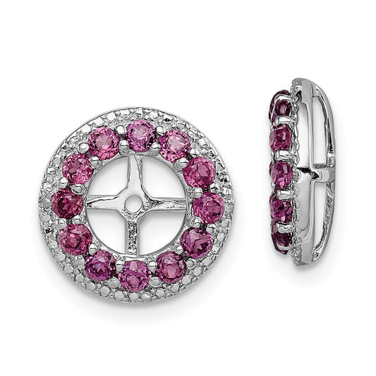 Sterling Silver Rhodium Diamond u0026 Rhodolite Garnet Earring Jacket
