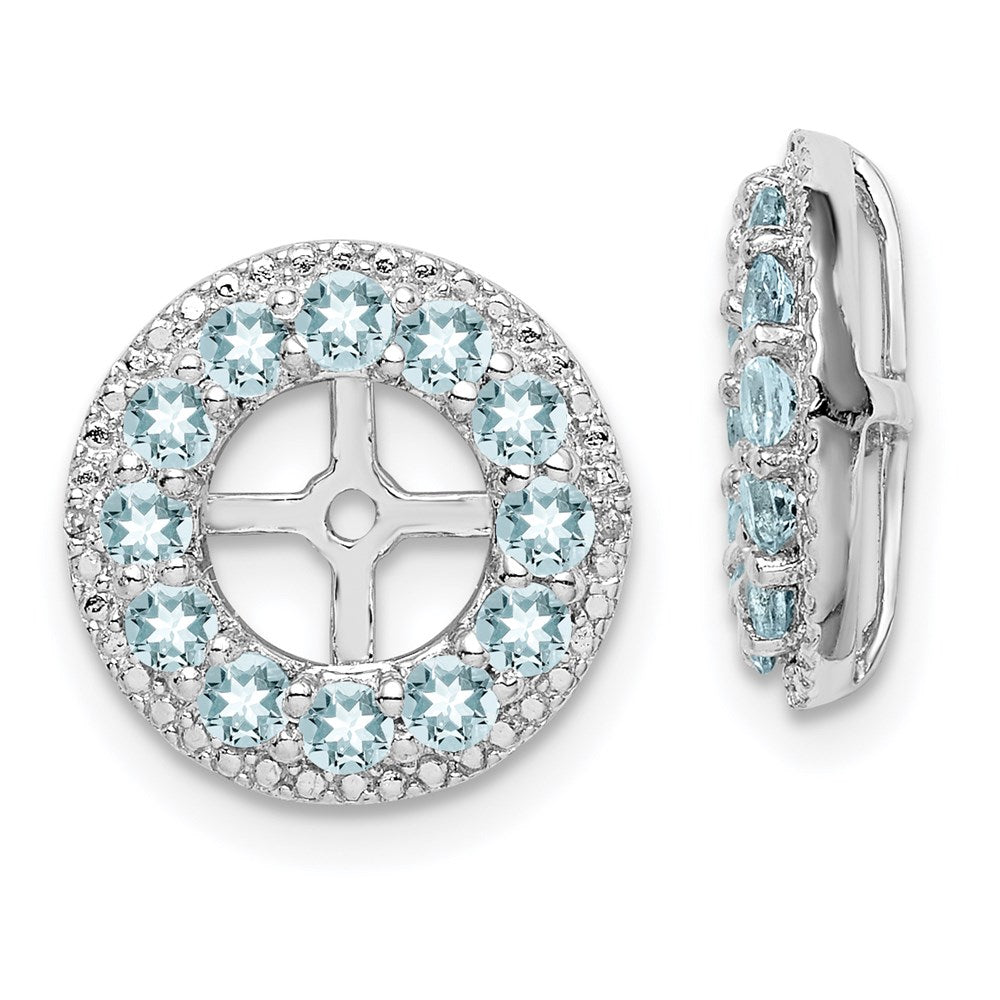 Sterling Silver Rhodium Diamond u0026 Aquamarine Earring Jacket