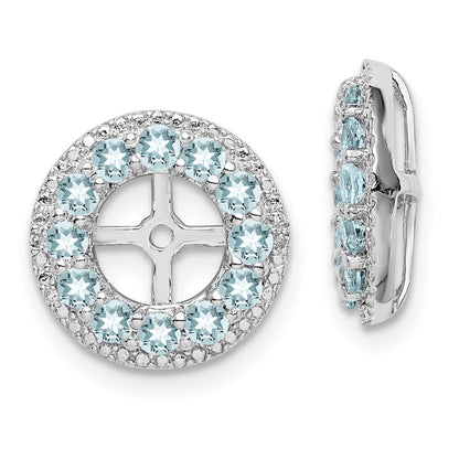 Sterling Silver Rhodium Diamond u0026 Aquamarine Earring Jacket