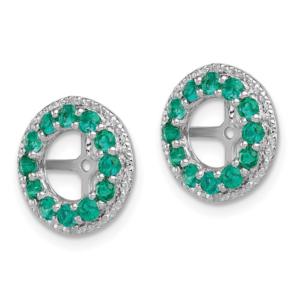 Sterling Silver Rhodium Diamond u0026 Created Emerald Earring Jacket