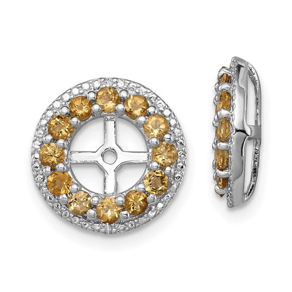 Sterling Silver Rhodium Diamond u0026 Citrine Earring Jacket