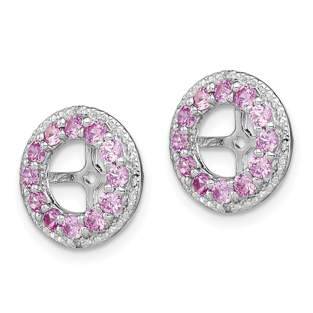 Sterling Silver Rhodium Diamond u0026 Created Pink Sapphire Earring Jacket