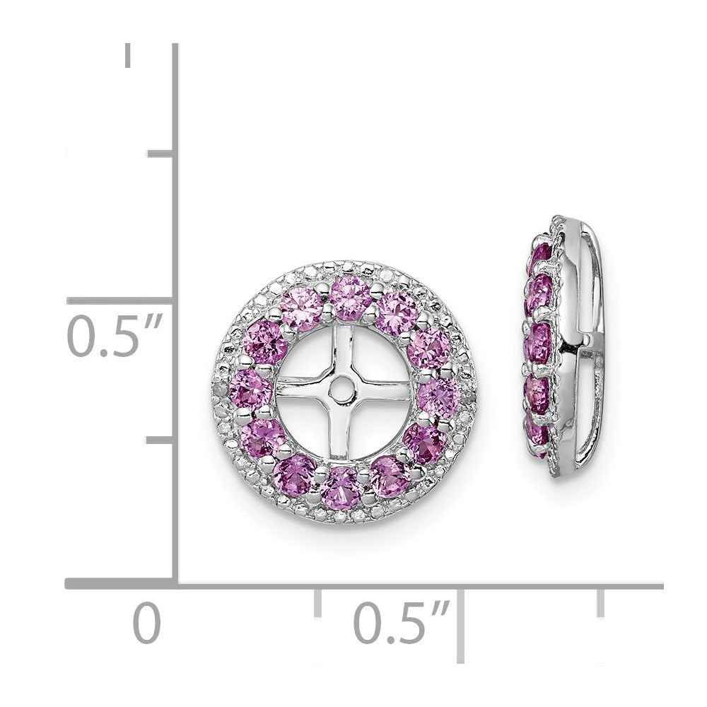 Sterling Silver Rhodium Diamond u0026 Created Pink Sapphire Earring Jacket