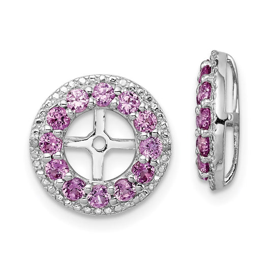 Sterling Silver Rhodium Diamond u0026 Created Pink Sapphire Earring Jacket