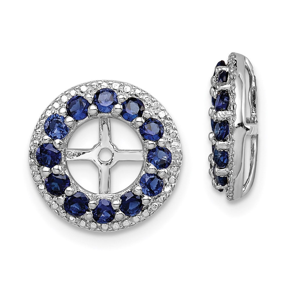 Sterling Silver Rhodium Diamond u0026 Created Sapphire Earring Jacket