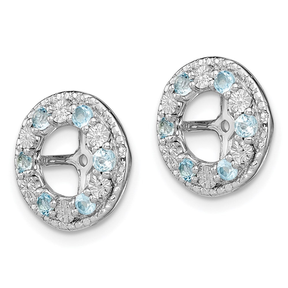 Sterling Silver Rhodium Swiss Blue Topaz Earring Jacket