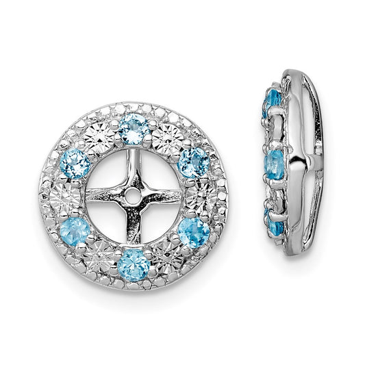 Sterling Silver Rhodium Swiss Blue Topaz Earring Jacket