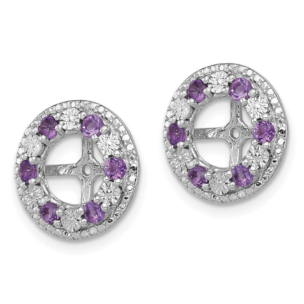 Sterling Silver Rhodium Amethyst Earring Jacket