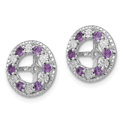 Sterling Silver Rhodium Amethyst Earring Jacket