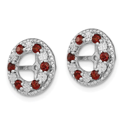 Sterling Silver Rhodium Garnet Earring Jacket