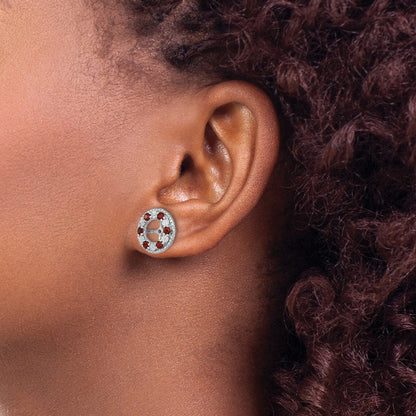 Sterling Silver Rhodium Garnet Earring Jacket
