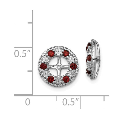 Sterling Silver Rhodium Garnet Earring Jacket