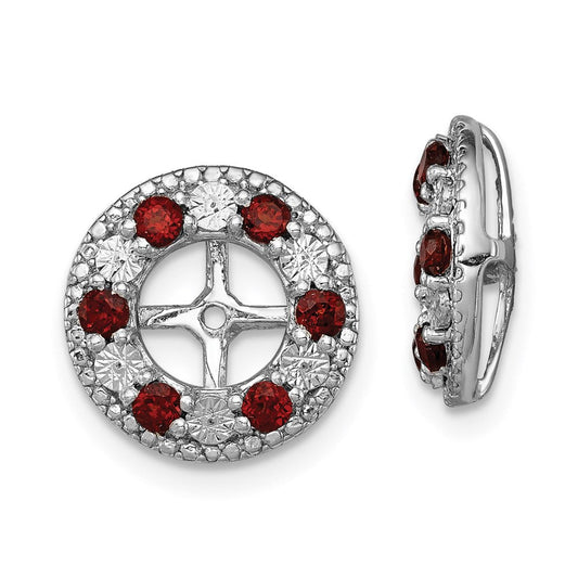 Sterling Silver Rhodium Garnet Earring Jacket