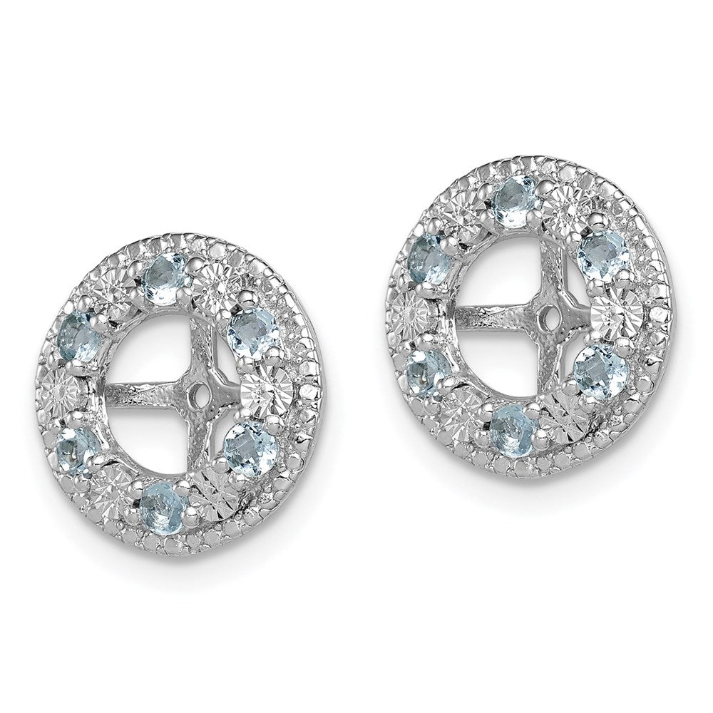 Sterling Silver Rhodium Aquamarine Earring Jacket