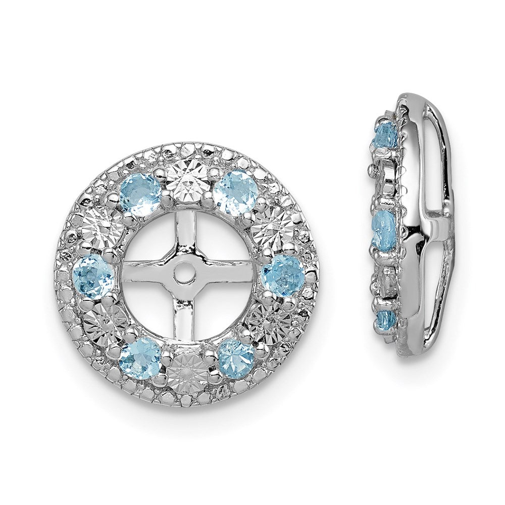 Sterling Silver Rhodium Aquamarine Earring Jacket