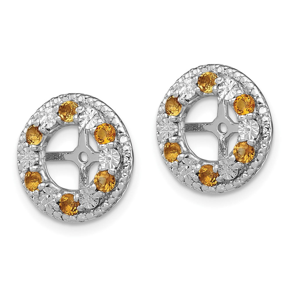Sterling Silver Rhodium Citrine Earring Jacket