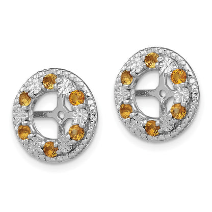 Sterling Silver Rhodium Citrine Earring Jacket