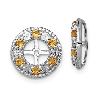 Sterling Silver Rhodium Citrine Earring Jacket