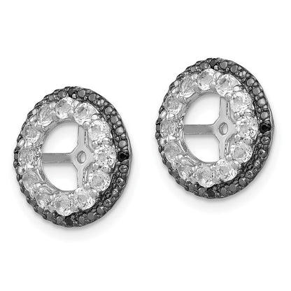 Sterling Silver Rhodium White Topaz u0026 Black Sapphire Earring Jacket