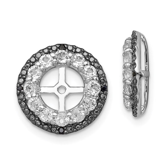 Sterling Silver Rhodium White Topaz u0026 Black Sapphire Earring Jacket