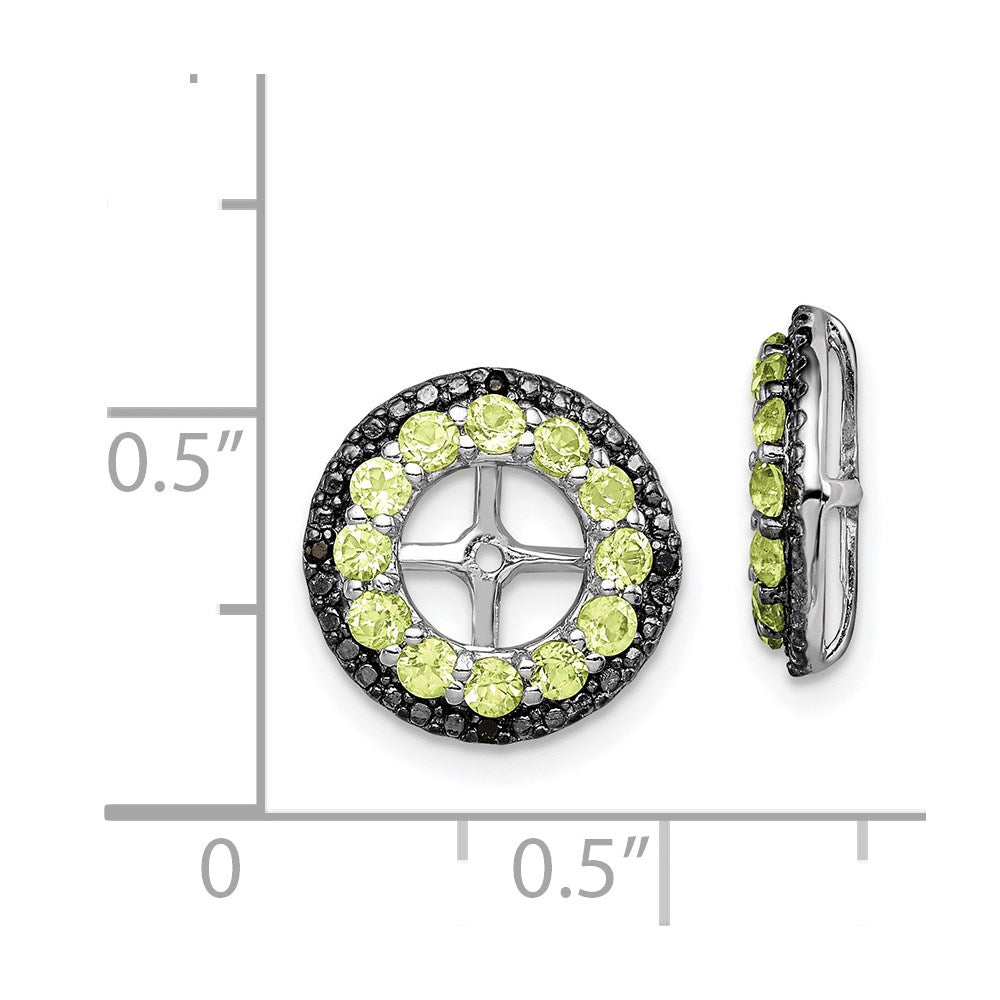 Sterling Silver Rhodium Peridot u0026 Black Sapphire Earring Jacket