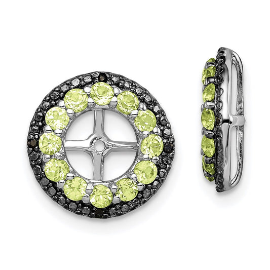 Sterling Silver Rhodium Peridot u0026 Black Sapphire Earring Jacket