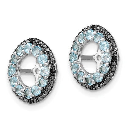 Sterling Silver Rhodium Swiss Blue Topaz u0026 Black Sapphire Earring Jacket