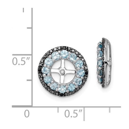 Sterling Silver Rhodium Swiss Blue Topaz u0026 Black Sapphire Earring Jacket