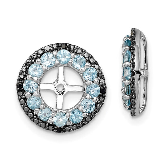 Sterling Silver Rhodium Swiss Blue Topaz u0026 Black Sapphire Earring Jacket