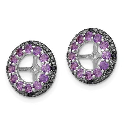 Sterling Silver Rhodium Amethyst u0026 Black Sapphire Earring Jacket