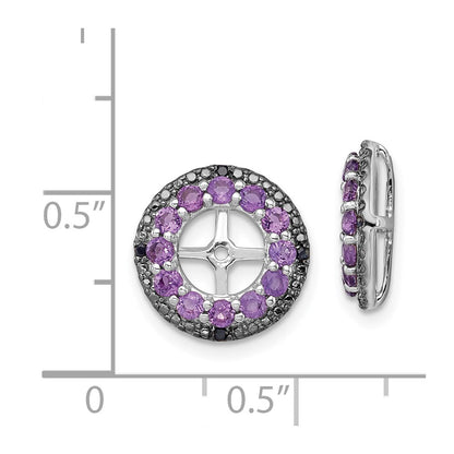 Sterling Silver Rhodium Amethyst u0026 Black Sapphire Earring Jacket