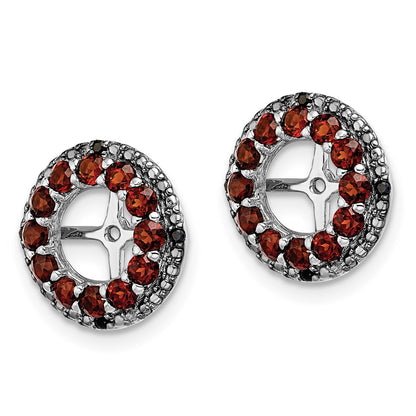 Sterling Silver Rhodium Garnet u0026 Black Sapphire Earring Jacket