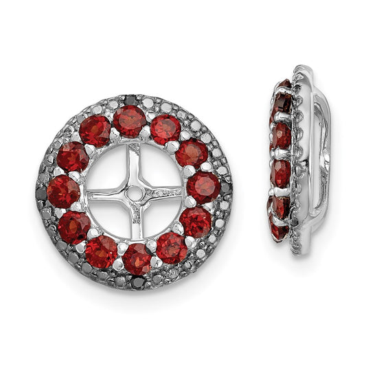 Sterling Silver Rhodium Garnet u0026 Black Sapphire Earring Jacket