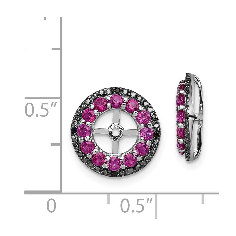 Sterling Silver Rhodium Created Ruby u0026 Black Sapphire Earring Jacket
