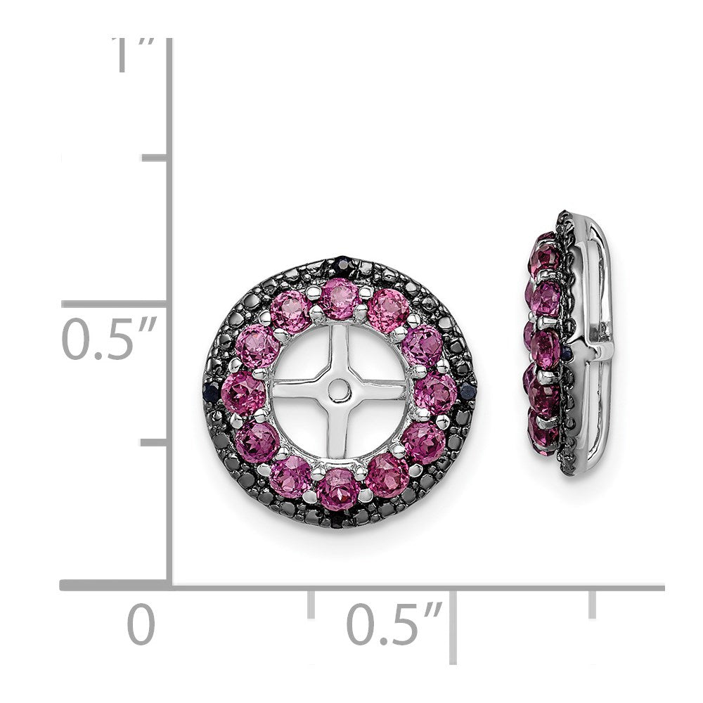 Sterling Silver Rhodium Rhodolite Garnet u0026 Black Sapphire Earring Jacket