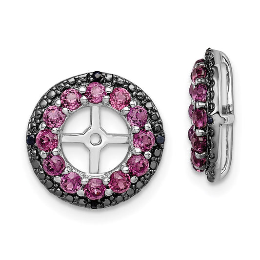 Sterling Silver Rhodium Rhodolite Garnet u0026 Black Sapphire Earring Jacket