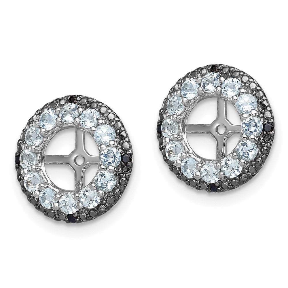 Sterling Silver Rhodium Aquamarine u0026 Black Sapphire Earring Jacket