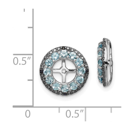 Sterling Silver Rhodium Aquamarine u0026 Black Sapphire Earring Jacket